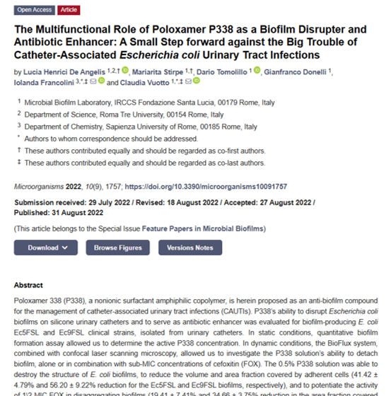 The Multifunctional Role of Poloxamer P338 as a Biofilm Disrupter and Antibiotic Enhancer